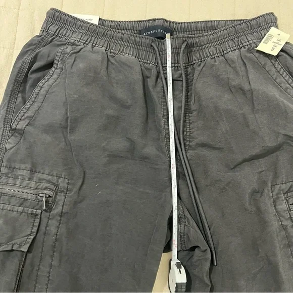Aeropostale Mens Small Active Utility Cargo Pants Joggers Elastic Waist Black - Picture 5 of 10